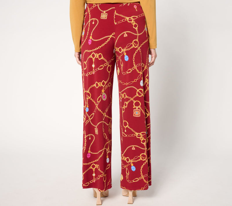 Susan Graver Petite Printed Liquid Knit Pull-On Wide Leg Pants — View 5