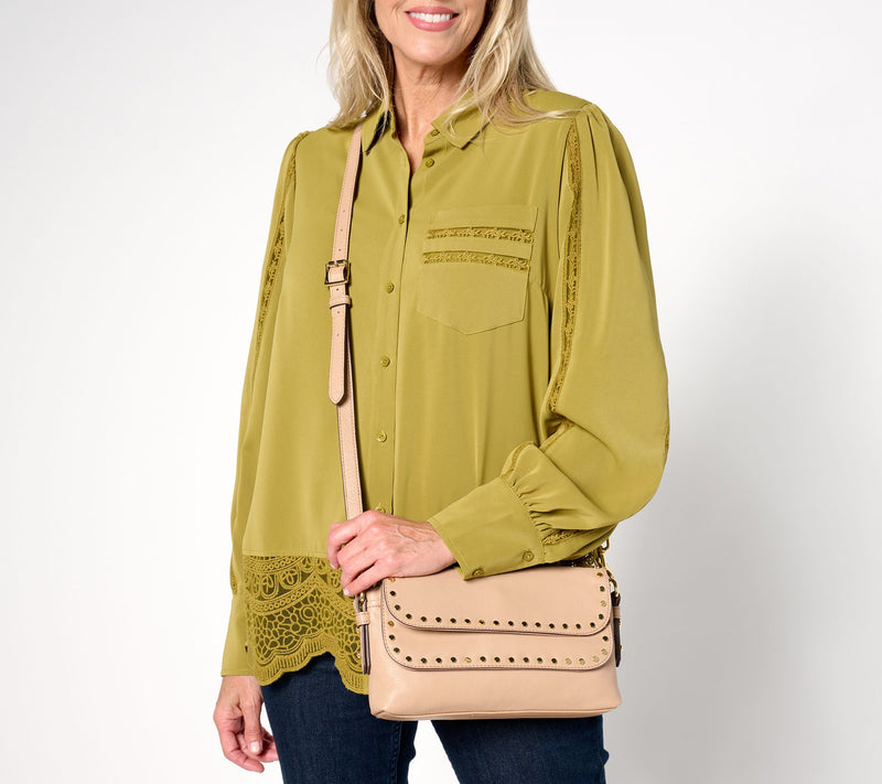 Aimee Kestenberg Leather Bowery Flap Crossbody with Studs — View 15