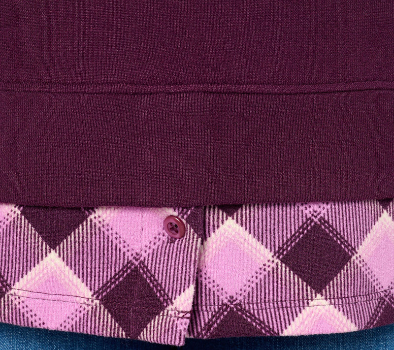 Denim & Co. Heavenly Jersey Solid/Plaid Long Sleeve 2fer Top — View 17