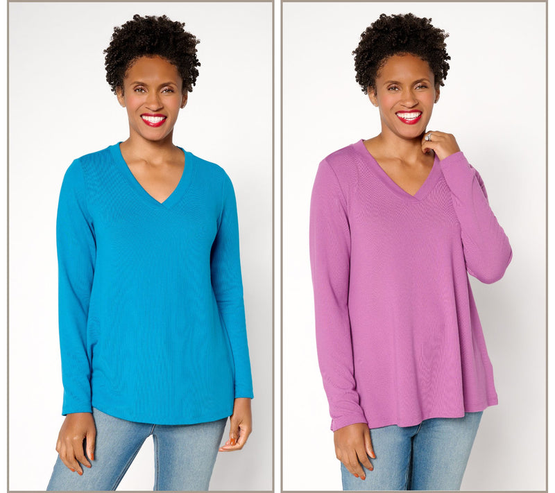 Denim & Co. Essentials Heavenly Jersey 2-Pack Swing Top — Main view