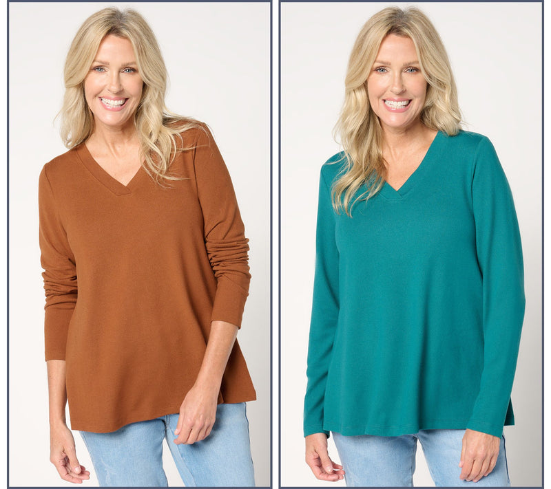 Denim & Co. Essentials Heavenly Jersey 2-Pack Swing Top — View 7