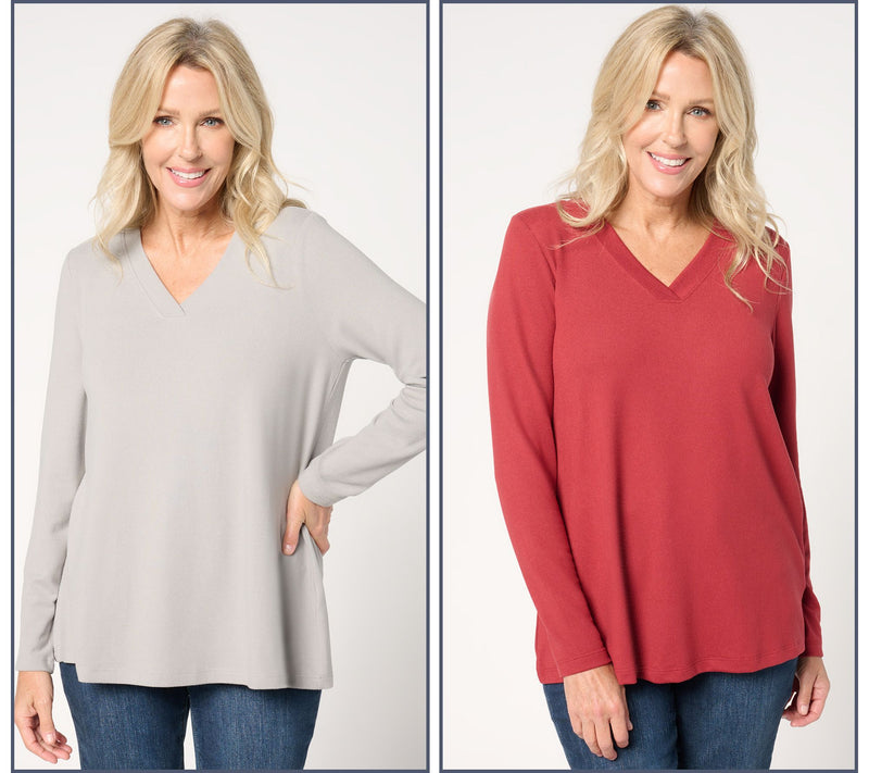 Denim & Co. Essentials Heavenly Jersey 2-Pack Swing Top — View 3