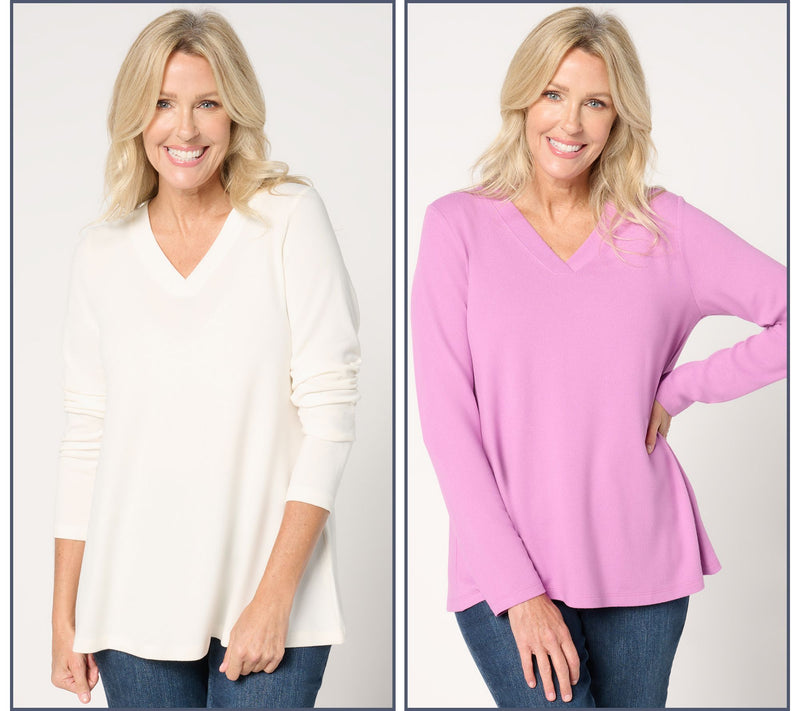 Denim & Co. Essentials Heavenly Jersey 2-Pack Swing Top — View 5