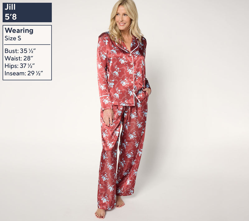 Madeleine Fig Satin Notch Collar Pajama Set — View 2