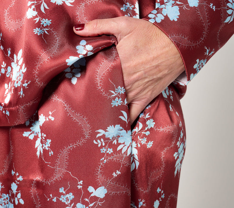 Madeleine Fig Satin Notch Collar Pajama Set — View 5