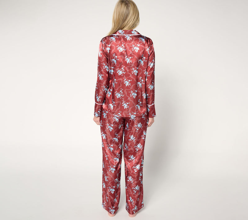 Madeleine Fig Satin Notch Collar Pajama Set — View 3