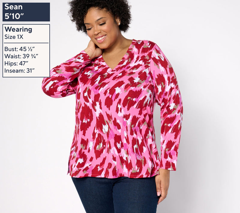 Belle by Kim Gravel TripleLuxe Knit Fierce & Femme V-Neck Top — View 6