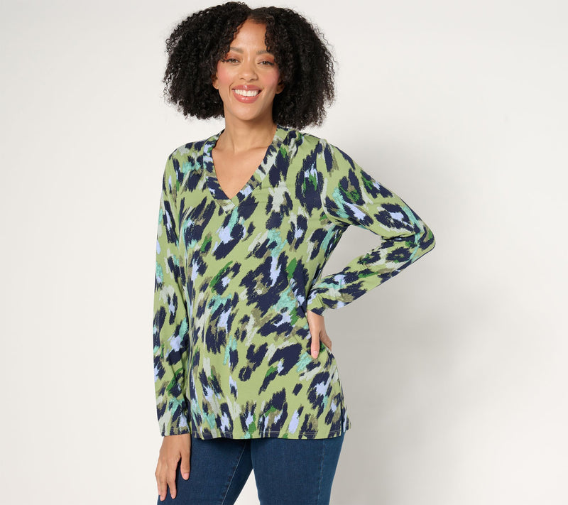 Belle by Kim Gravel TripleLuxe Knit Fierce & Femme V-Neck Top — View 13