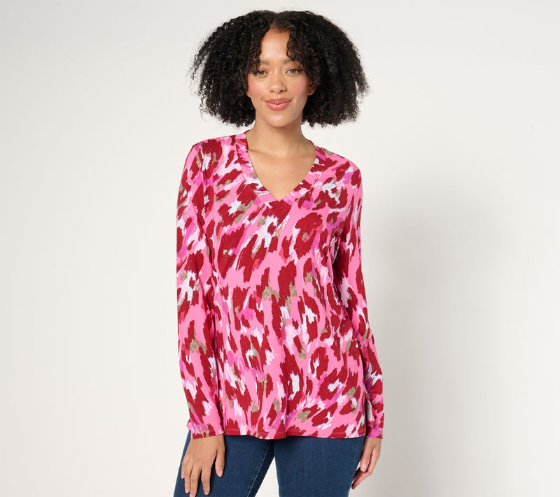 Belle by Kim Gravel TripleLuxe Knit Fierce & Femme V-Neck Top — View 14
