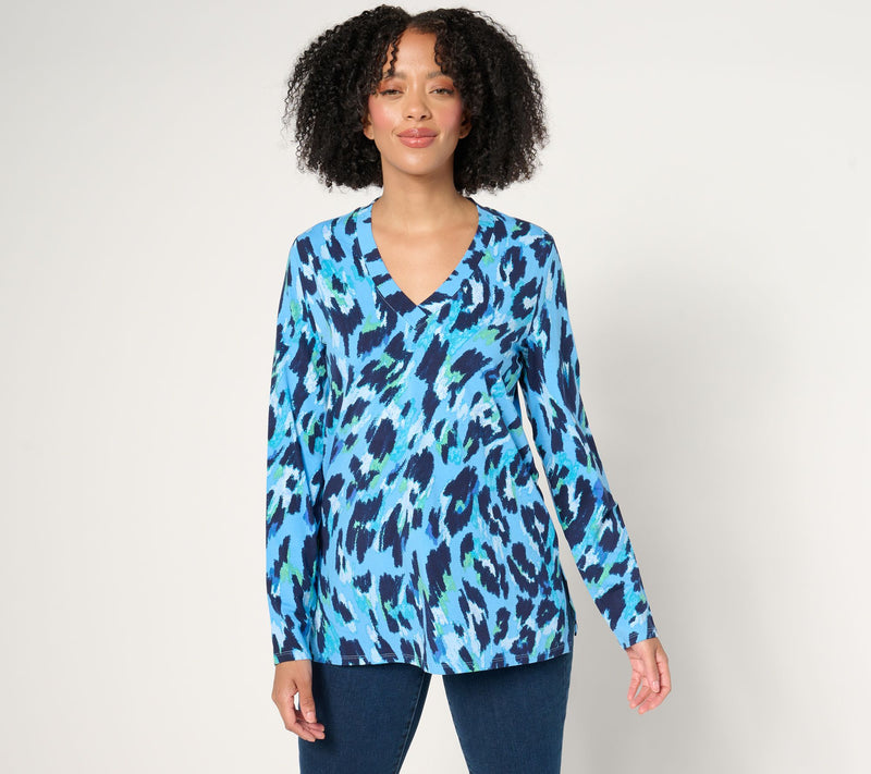 Belle by Kim Gravel TripleLuxe Knit Fierce & Femme V-Neck Top — View 16