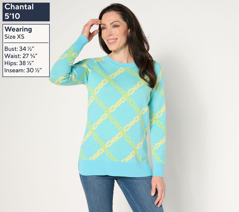 Belle by Kim Gravel Status Update Chain Print Sweater — View 3