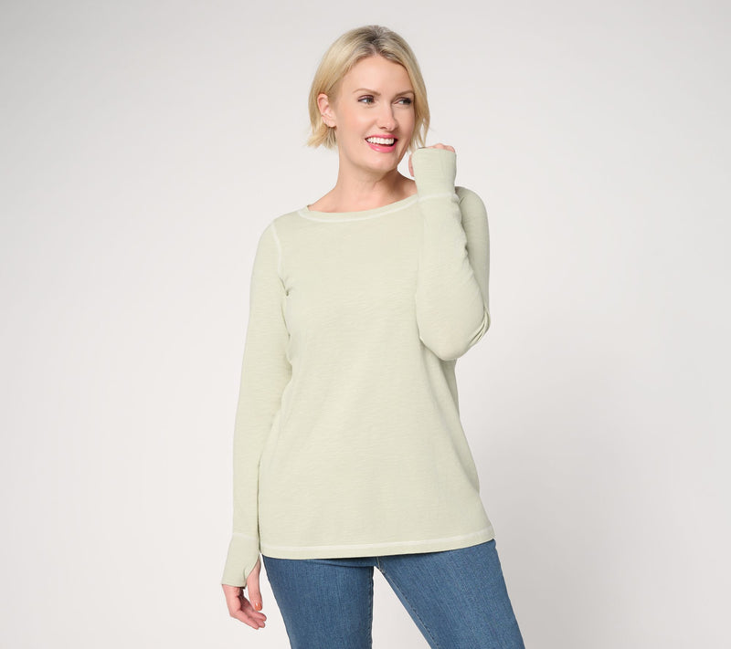 Belle by Kim Gravel Slub Knit Bateau Neck Long Slv Top — Main view