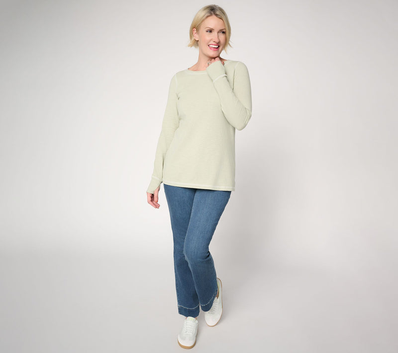 Belle by Kim Gravel Slub Knit Bateau Neck Long Slv Top — View 11