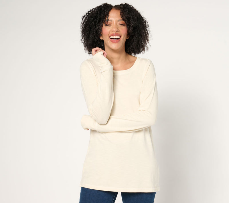 Belle by Kim Gravel Slub Knit Bateau Neck Long Slv Top — View 5