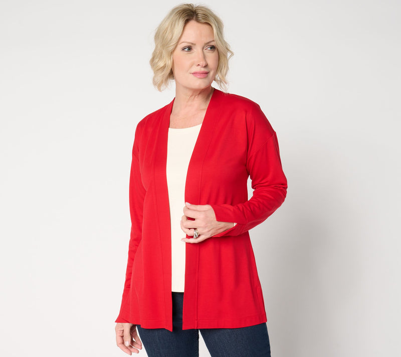 Isaac Mizrahi Live! Regular Go To Knit Open Front Cardigan — View 9