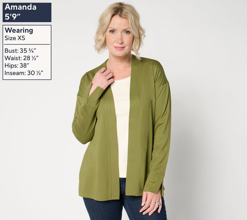 Isaac Mizrahi Live! Petite Go To Knit Open Front Cardigan — View 11