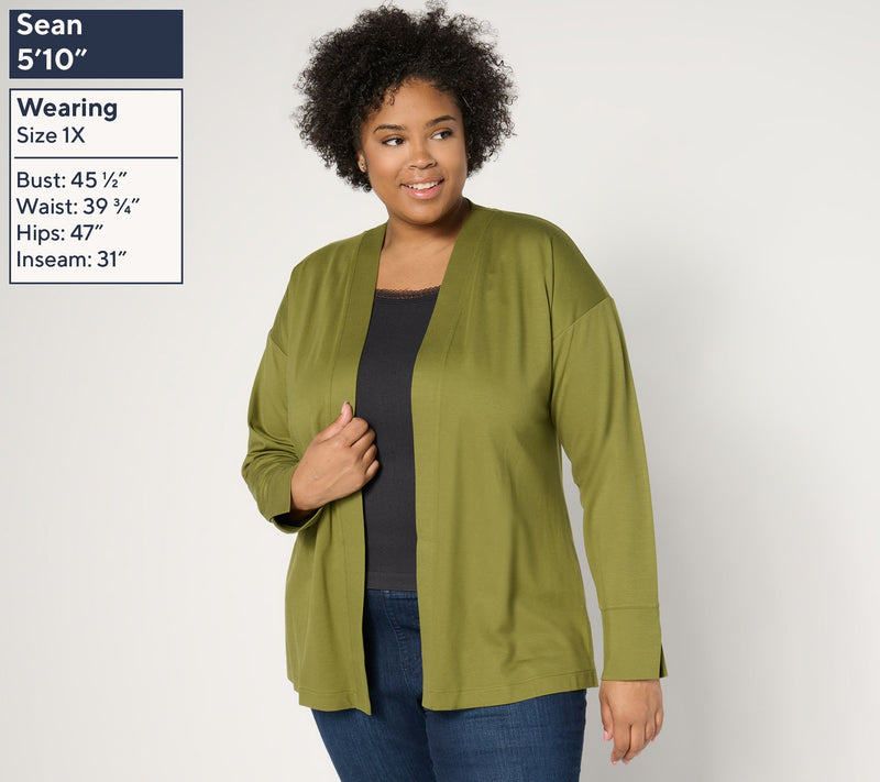 Isaac Mizrahi Live! Petite Go To Knit Open Front Cardigan — View 10