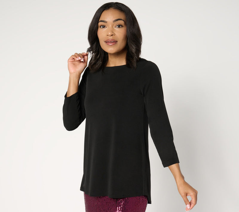 Susan Graver Petite Modern Essentials Liquid Knit Top — View 3