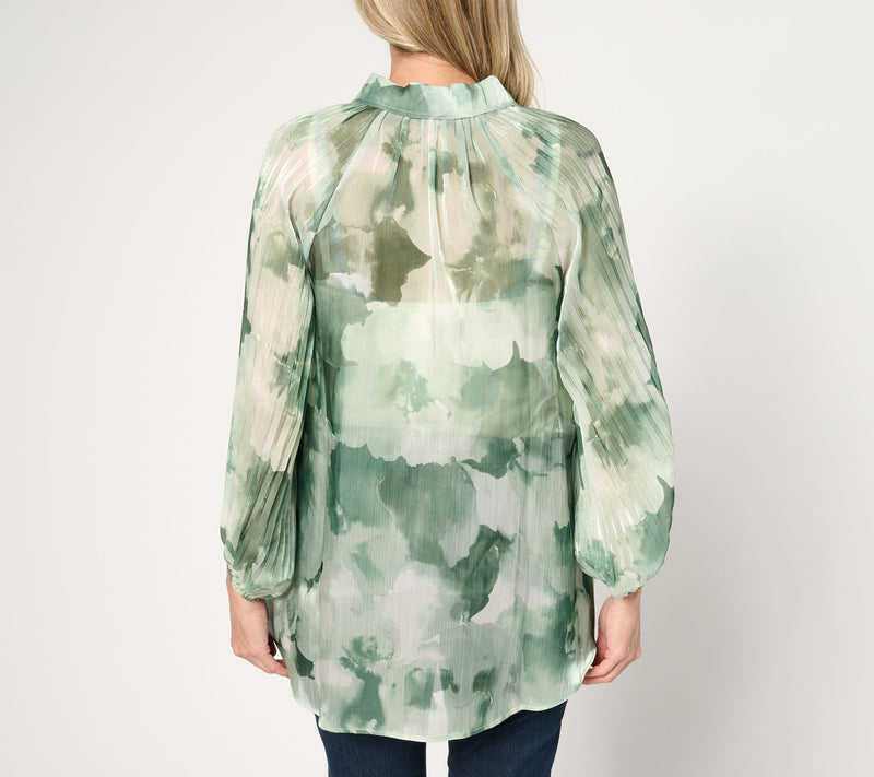 Susan Graver Petite Occasions Printed Sheer Woven Tunic — View 8