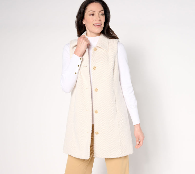 GRAVER Susan Graver Regular Knit Jacquard Duster Vest — View 10