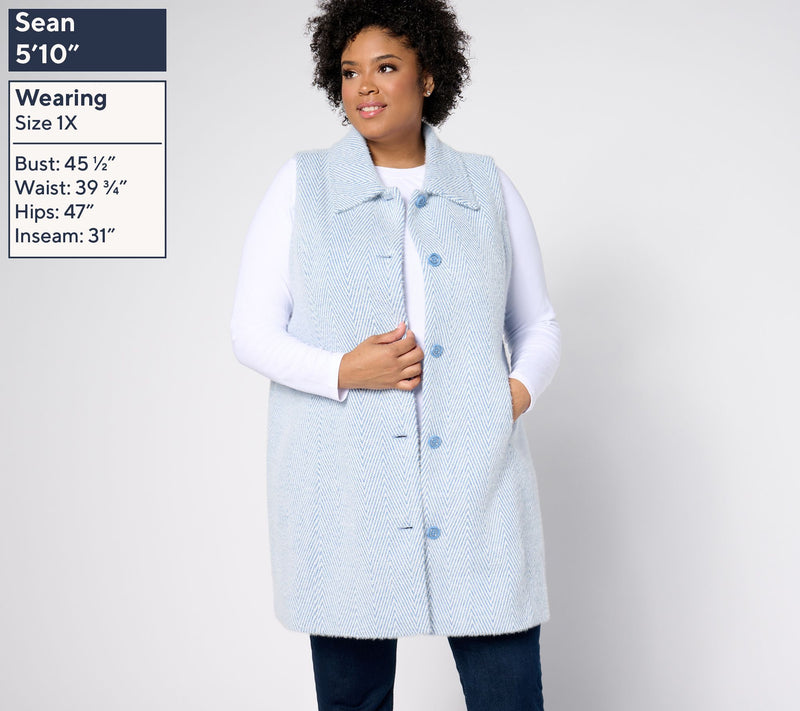 GRAVER Susan Graver Regular Knit Jacquard Duster Vest — View 2