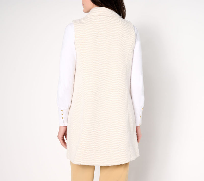 GRAVER Susan Graver Regular Knit Jacquard Duster Vest — View 4