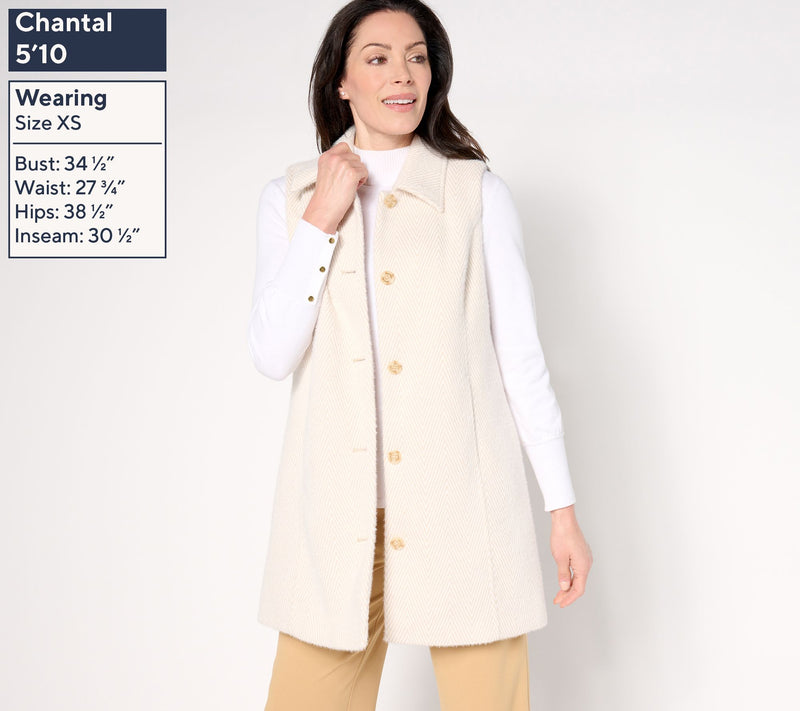 GRAVER Susan Graver Petite Knit Jacquard Duster Vest — View 4