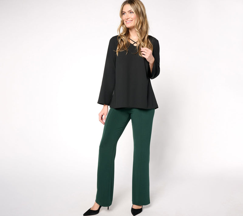 Susan Graver Regular Modern Essentials Liquid Knit Boot-Cut Pants — View 12