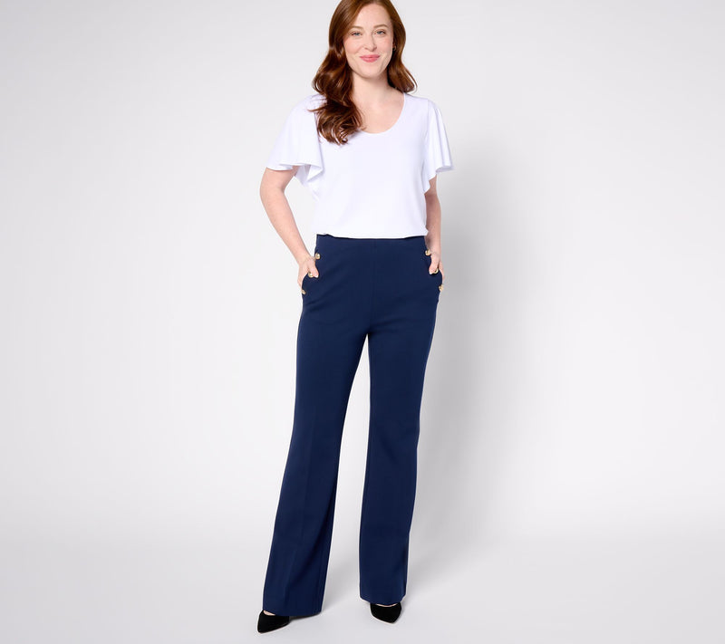 Susan Graver Regular Smart Ponte 350 High Waist Boot Cut Pants — View 5