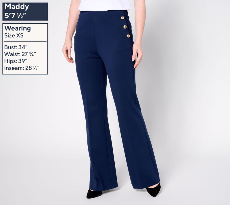 Susan Graver Regular Smart Ponte 350 High Waist Boot Cut Pants — View 3