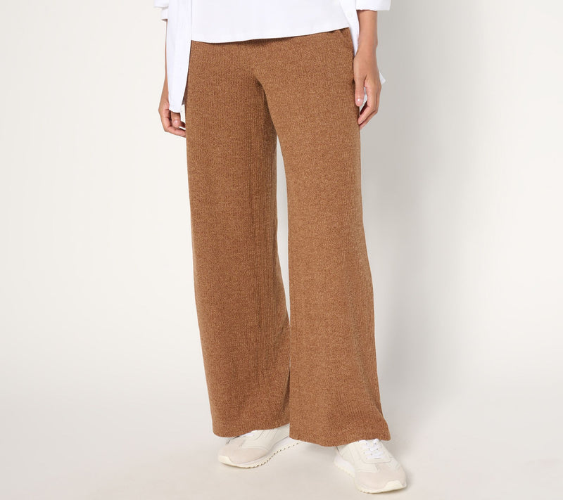 Susan Graver Regular Lifestyle Melange Rib Wide-Leg Pants — View 3