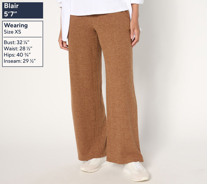 Susan Graver Regular Lifestyle Melange Rib Wide-Leg Pants — View 9