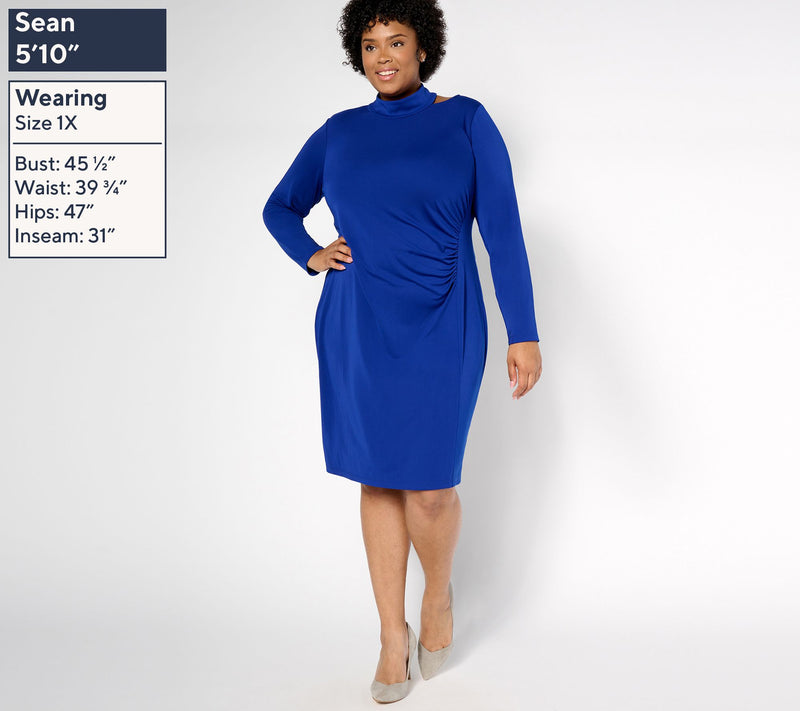 GRAVER Susan Graver Petite Premier Knit Mock Neck Dress with Cutout — View 8
