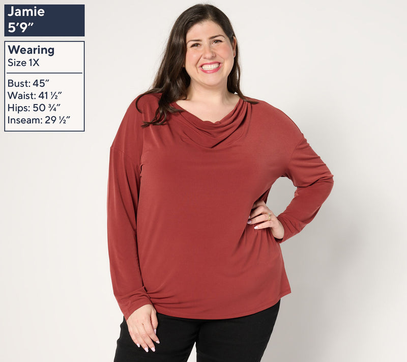 BEAUTIFUL by Lawrence Zarian Long Sleeve Cowl Neck Knit Top — View 10