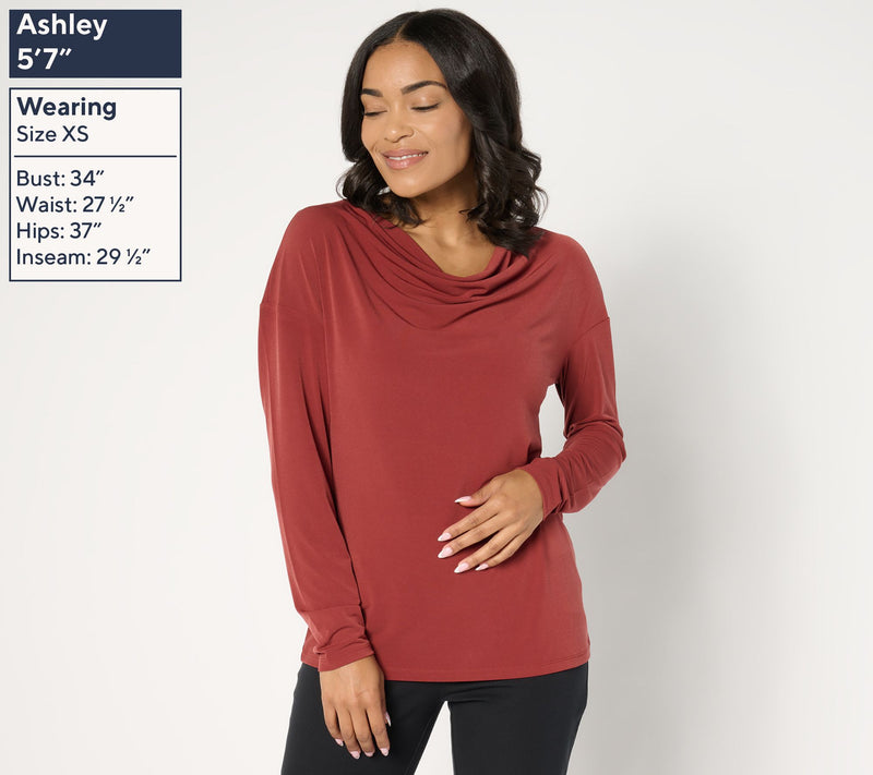 BEAUTIFUL by Lawrence Zarian Long Sleeve Cowl Neck Knit Top — View 11