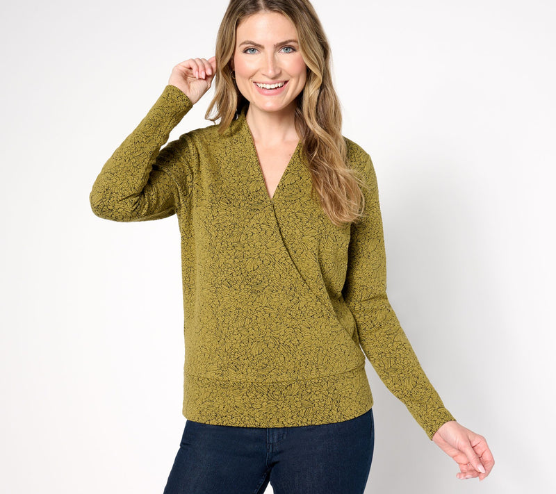 BEAUTIFUL by Lawrence Zarian Faux Wrap Knit Jacquard Top — Main view
