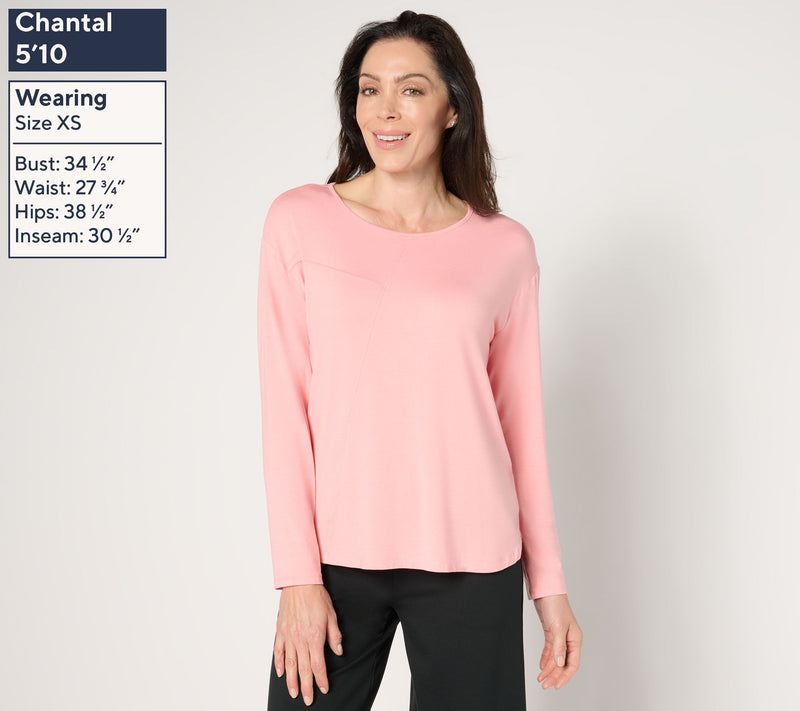 Peace Love World Asymmetrical Stitch Detail Long Sleeve Top — View 10
