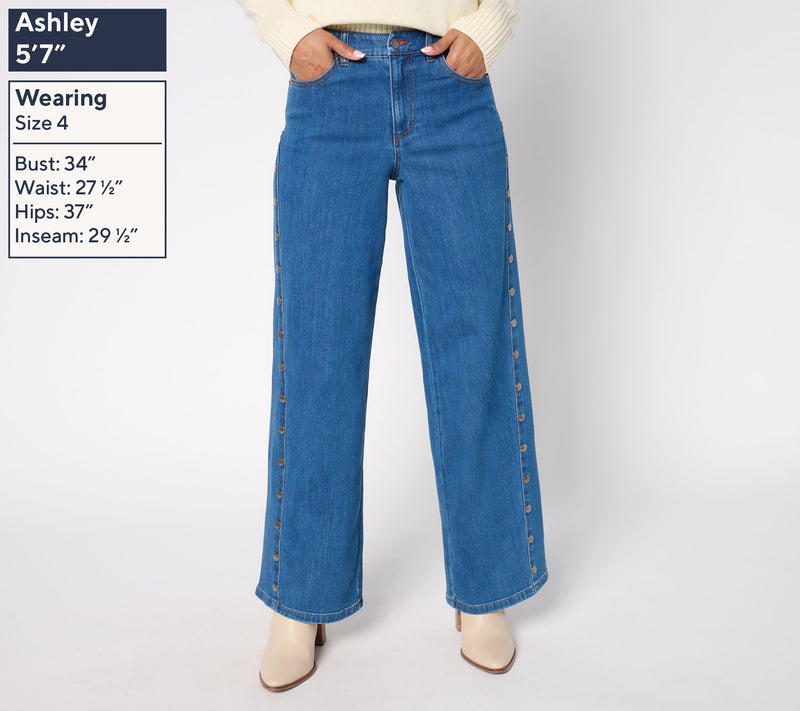 Peace Love World Regular Wide Leg Jeans w/ Forward Seam and Rivets — View 7
