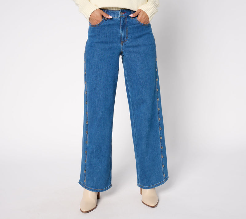Peace Love World Petite Wide Leg Jeans with Forward Seam and Rivets — View 5