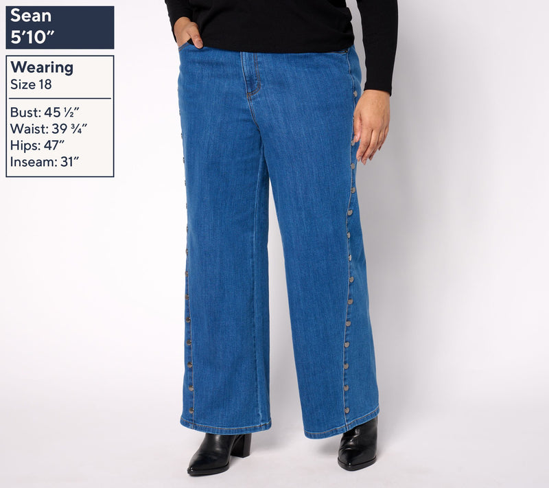 Peace Love World Petite Wide Leg Jeans with Forward Seam and Rivets — View 6