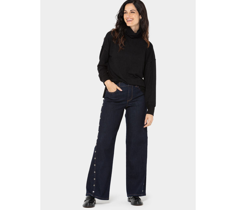 Peace Love World Petite Wide Leg Jeans with Forward Seam and Rivets — View 12