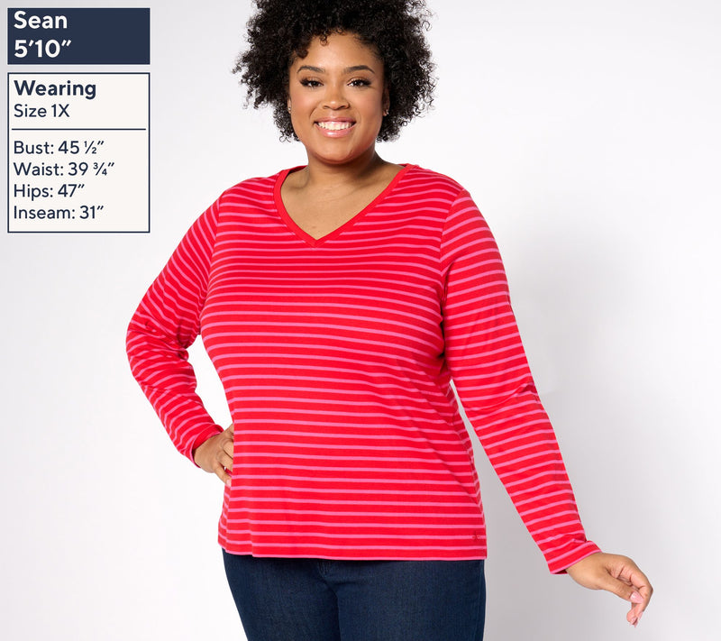 Isaac Mizrahi Live! Essentials Pima Cotton Striped Top — View 10