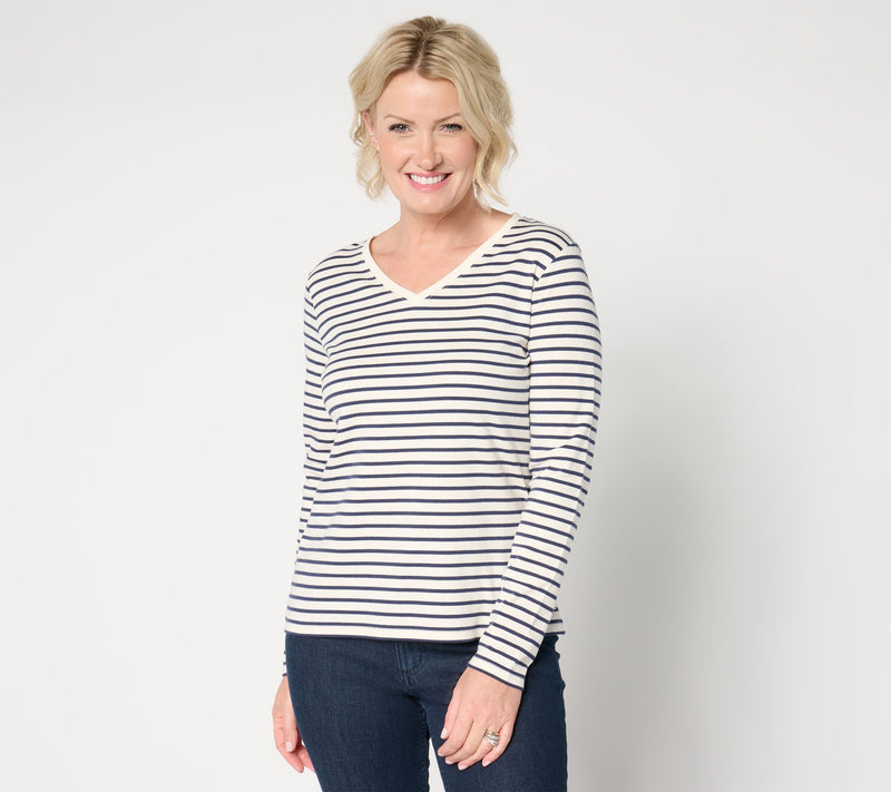 Isaac Mizrahi Live! Essentials Pima Cotton Striped Top — View 5
