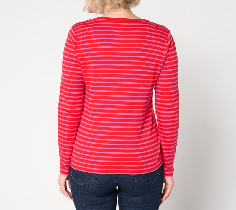 Isaac Mizrahi Live! Essentials Pima Cotton Striped Top — View 12