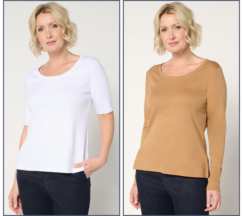 Isaac Mizrahi Live! Essentials Set of 2 Pima Cotton Tops — View 13