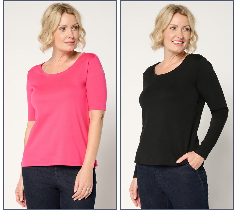 Isaac Mizrahi Live! Essentials Set of 2 Pima Cotton Tops — View 15