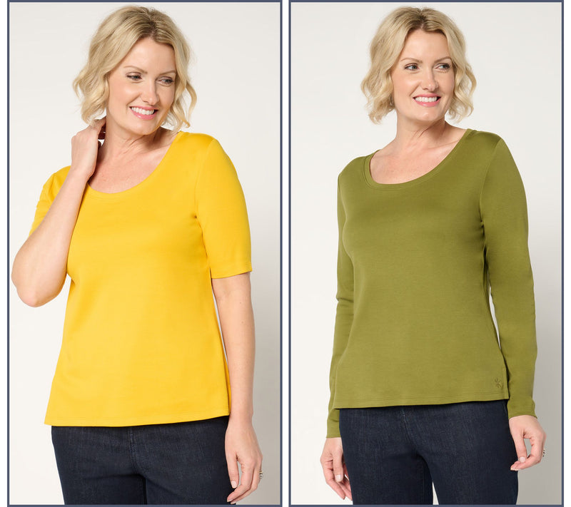 Isaac Mizrahi Live! Essentials Set of 2 Pima Cotton Tops — View 16