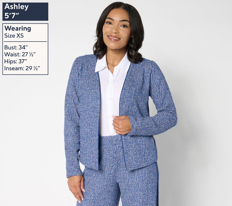Isaac Mizrahi Live! Jacquard Open Front Cardigan — View 3