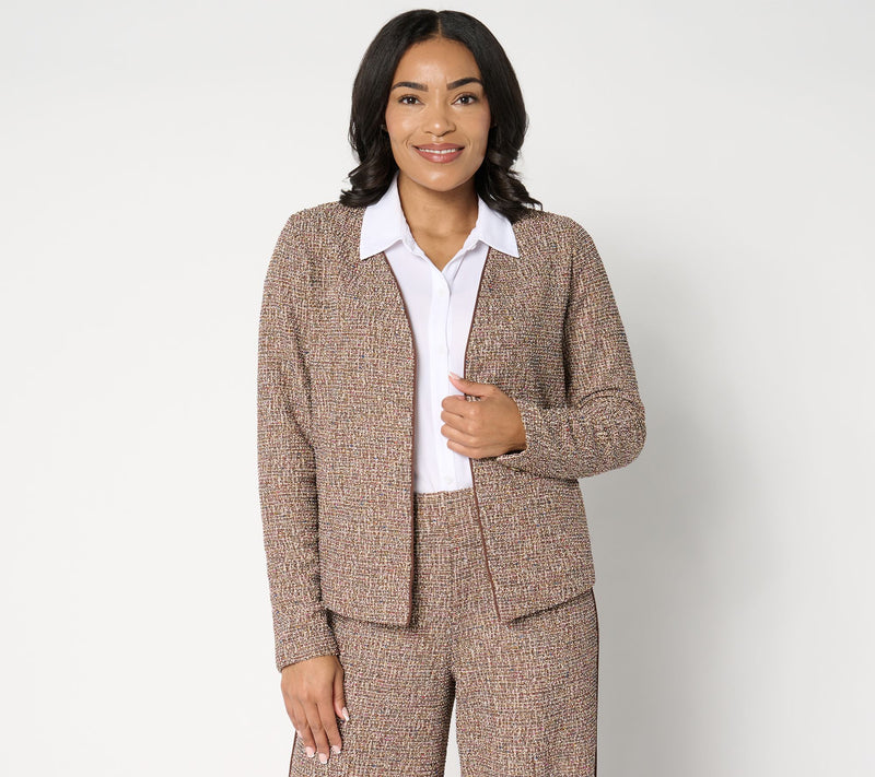 Isaac Mizrahi Live! Jacquard Open Front Cardigan — View 11