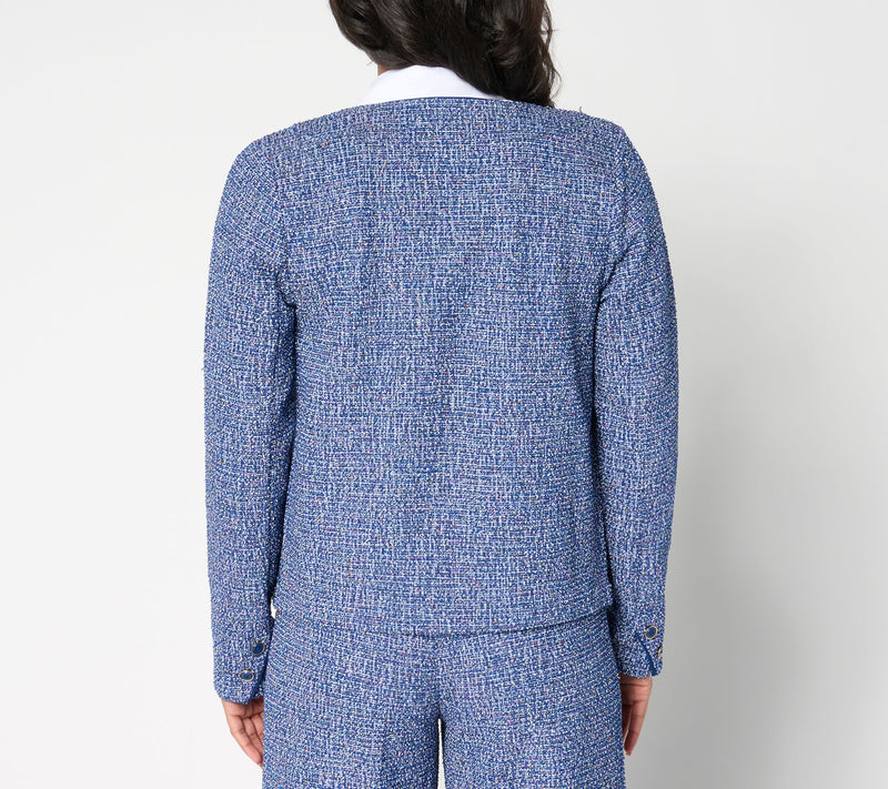 Isaac Mizrahi Live! Jacquard Open Front Cardigan — View 4
